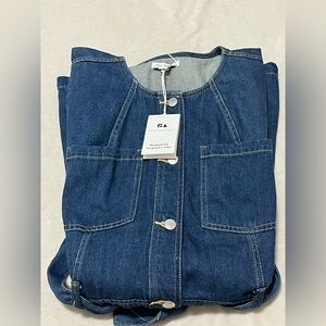 NWT Free Assembly Cotton Utility Denim Mini Dress